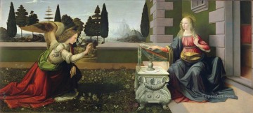 leonardo da vinci Painting - La Anunciación Leonardo da Vinci después de la reparación